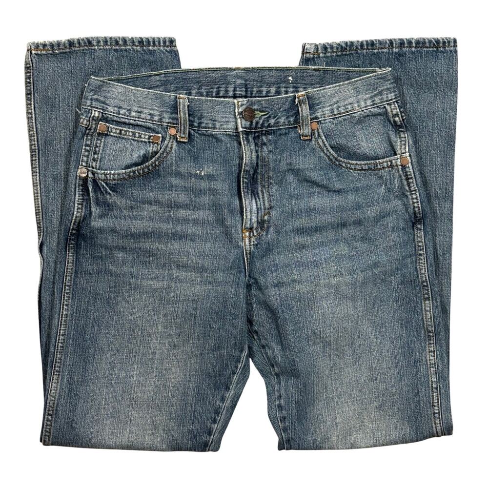 Wrangler Medium Wash Slim Straight 100% Cotton Denim Jeans Mens 34 34